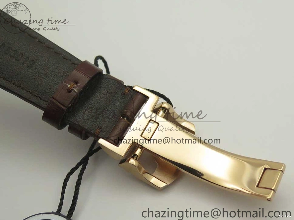 MIROTIME 0211 Portuguese Tourbillon IW504602 RG ZF Best Edition White Dial on Brown Leather Strap Stretchable 7178